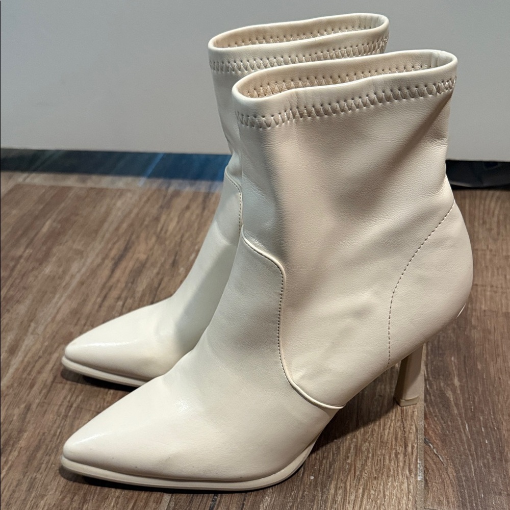 MIA Cream Heeled Boots - Picture 4 of 7
